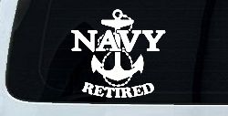 Navy Retired With Anchor Military Car or Truck Window Decal Sticker