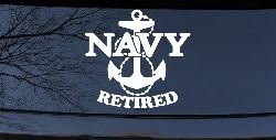Navy Retired With Anchor Military Car or Truck Window Decal Sticker