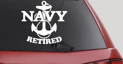 Navy Retired With Anchor Military Car or Truck Window Vinyl Decal Sticker