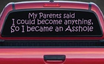 Parents Said I Could Become Anything So I Became an Asshole Funny Car or Truck Window Vinyl Decal Sticker (Lilac)