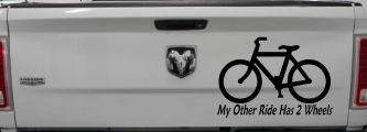 My Other Ride Has Two Wheels Bicycle Funny Car or Truck Window Decal Sticker (Black)