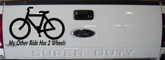 My Other Ride Has Two Wheels Bicycle Funny Car or Truck Window Decal Sticker (Black)