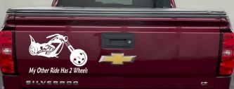 My Other Ride Has Two Wheels Chopper Biker Car or Truck Window Decal Sticker (White)
