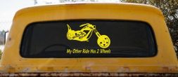 My Other Ride Has Two Wheels Chopper Biker Car or Truck Window Decal Sticker (Yellow)