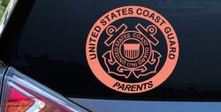 United States Coast Guard Parents Military Car or Truck Window Vinyl Decal Sticker (Coral)