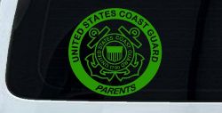 United States Coast Guard Parents Military Car or Truck Window Decal Sticker (Lime)