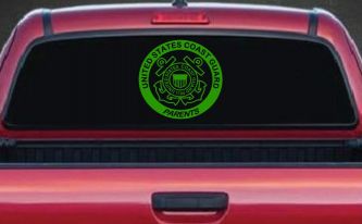 United States Coast Guard Parents Military Car or Truck Window Decal Sticker (Lime)