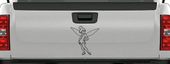 Tinkerbell Tinker Bell Standing Fairy Tale Car or Truck Window Decal Sticker (Black)