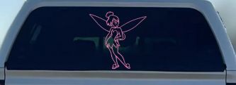 Tinkerbell Tinker Bell Standing Fairy Tale Car or Truck Window Decal Sticker (Pink)