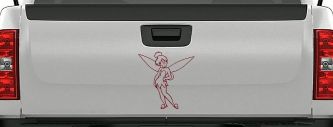 Tinkerbell Tinker Bell Standing Fairy Tale Car or Truck Window Decal Sticker (Purple Red)