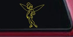 Tinkerbell Tinker Bell Standing Fairy Tale Car or Truck Window Decal Sticker (Yellow)