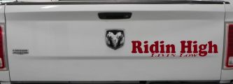 Ridin High Livin Low Off Road Car or Truck Window Decal Sticker (Burgundy)