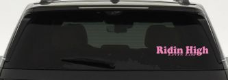 Ridin High Livin Low Off Road Car or Truck Window Decal Sticker (Pink)