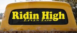 Ridin High Livin Low Off Road Car or Truck Window Vinyl Decal Sticker (Yellow)