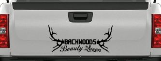 Backwoods Beauty Queen Country Car or Truck Window Decal Sticker (Black)