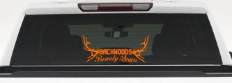 Backwoods Beauty Queen Country Car or Truck Window Decal Sticker (Orange)