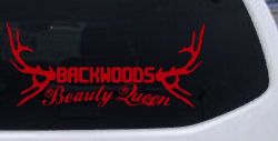 Backwoods Beauty Queen Country Car or Truck Window Vinyl Decal Sticker (Red)