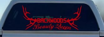 Backwoods Beauty Queen Country Car or Truck Window Decal Sticker (Red)