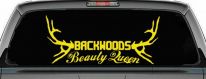 Backwoods Beauty Queen Country Car or Truck Window Decal Sticker (Yellow)