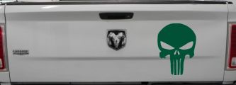 Punisher Skull Car or Truck Window Decal Sticker (Dark Green)