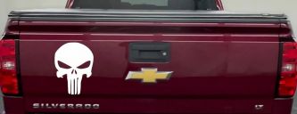 Punisher Skull Car or Truck Window Decal Sticker (White)