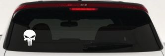 Punisher Skull Car or Truck Window Decal Sticker (White)
