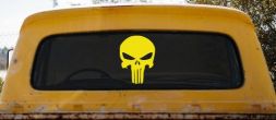 Punisher Skull Car or Truck Window Decal Sticker (Yellow)