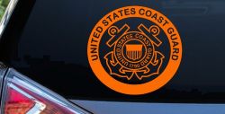 United States Coast Guard  Military Car or Truck Window Vinyl Decal Sticker (Orange)