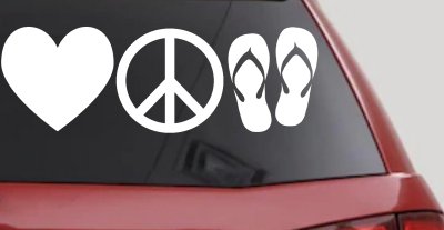 Love Peace and Flip Flops Car or Truck Window Vinyl Decal Sticker