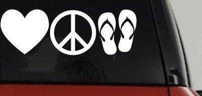 Love Peace and Flip Flops Car or Truck Window Vinyl Decal Sticker