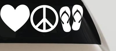 Love Peace and Flip Flops Car or Truck Window Vinyl Decal Sticker