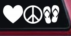 Love Peace and Flip Flops Car or Truck Window Decal Sticker