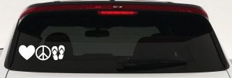 Love Peace and Flip Flops Car or Truck Window Vinyl Decal Sticker (White)