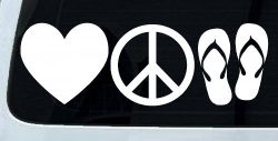 Love Peace and Flip Flops Car or Truck Window Decal Sticker
