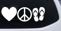 Love Peace and Flip Flops Car or Truck Window Decal Sticker