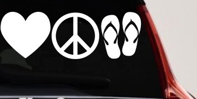 Love Peace and Flip Flops Car or Truck Window Vinyl Decal Sticker