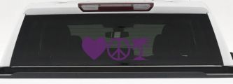 Love Peace and Palm Tree Car or Truck Window Decal Sticker (Violet)