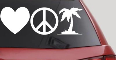Love Peace and Palm Tree Car or Truck Window Vinyl Decal Sticker