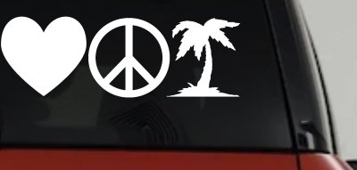 Love Peace and Palm Tree Car or Truck Window Vinyl Decal Sticker