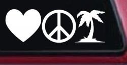 Love Peace and Palm Tree Car or Truck Window Decal Sticker