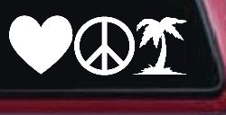 Love Peace and Palm Tree Car or Truck Window Decal Sticker