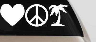 Love Peace and Palm Tree Car or Truck Window Vinyl Decal Sticker