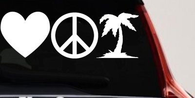 Love Peace and Palm Tree Car or Truck Window Vinyl Decal Sticker