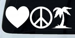 Love Peace and Palm Tree Car or Truck Window Decal Sticker