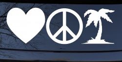 Love Peace and Palm Tree Car or Truck Window Decal Sticker
