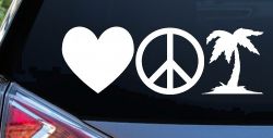 Love Peace and Palm Tree Car or Truck Window Decal Sticker