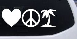 Love Peace and Palm Tree Car or Truck Window Decal Sticker