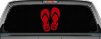 Peace Sign on Flip Flops Car or Truck Window Decal Sticker (Red)
