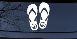 Peace Sign on Flip Flops Car or Truck Window Decal Sticker