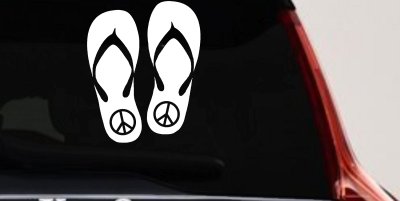 Peace Sign on Flip Flops Car or Truck Window Vinyl Decal Sticker